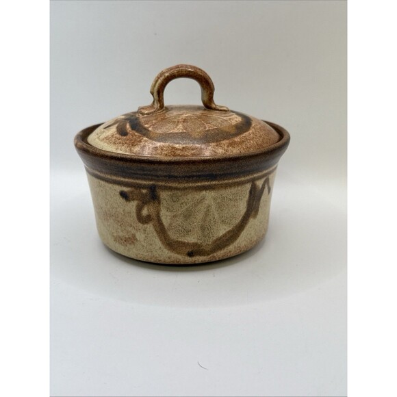 Brown Earthtones Covered Pottery Dish 3" deep by Reynolds Trinket Vanity Bedside - Picture 3 of 8
